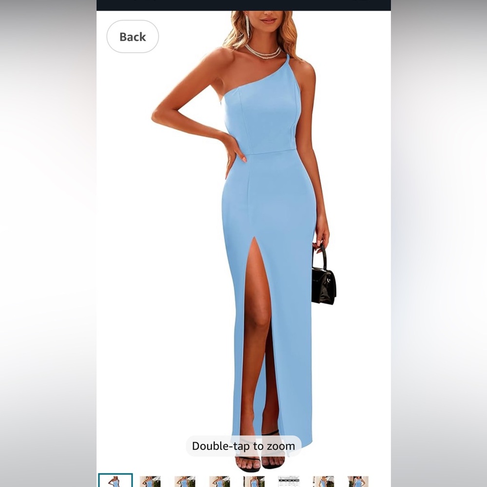 Blue Maxi Pencil Skirt with High Slit